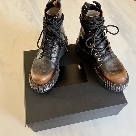NEW in BOX R13 Studded Distressed Stacked Boots US 9.5 / EU 40 - Picture 2 of 7